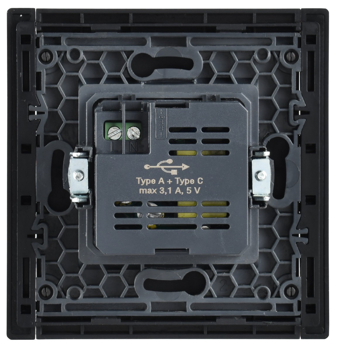 Розетка IEK FORTE&PIANO Сталь USB A+C 3,1А FP550