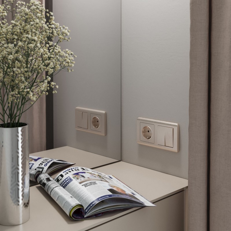 Werkel Шампань рифленный механизмы Выключатель Werkel двухклавишный  проходной (шампань рифленый) W1122010