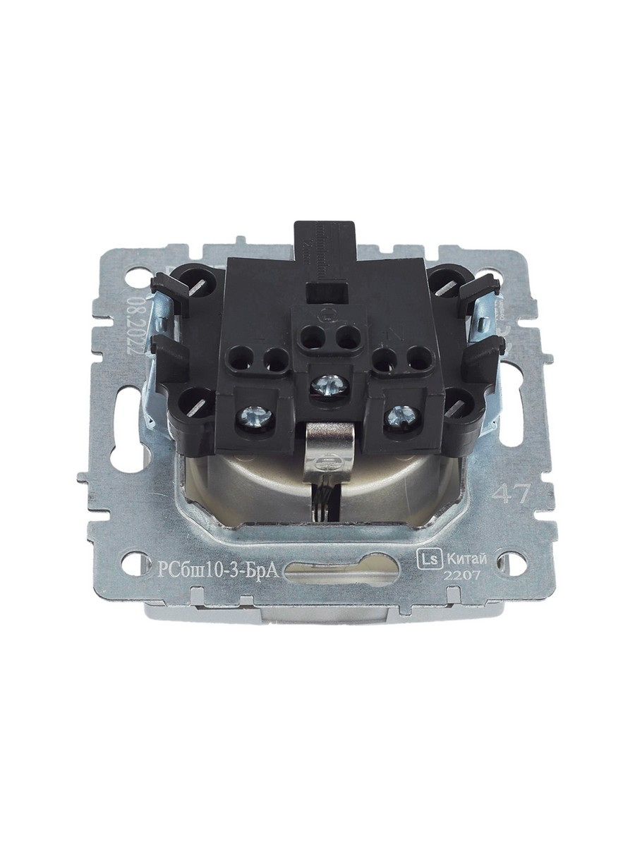 Розетка IEK BRITE с/з с шторками и крышкой 16А IP20 РСбш10-3-БрА алюминий BR-R16-16-K47