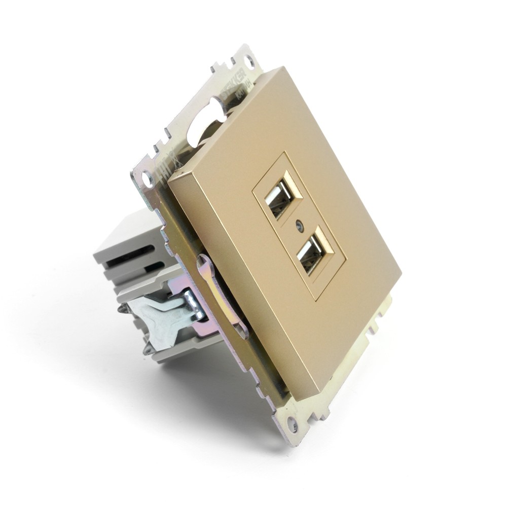 Розетка USB 2-местная STEKKER GLS10-7115-08 250B 21А Катрин золото 49229