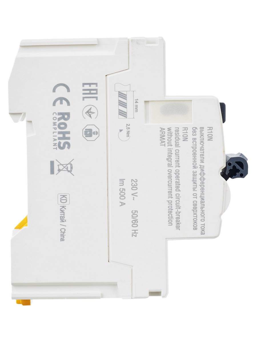 ВДТ УЗО IEK ARMAT R10N 2P 40А 30мА тип AC AR-R10N-2-040C030