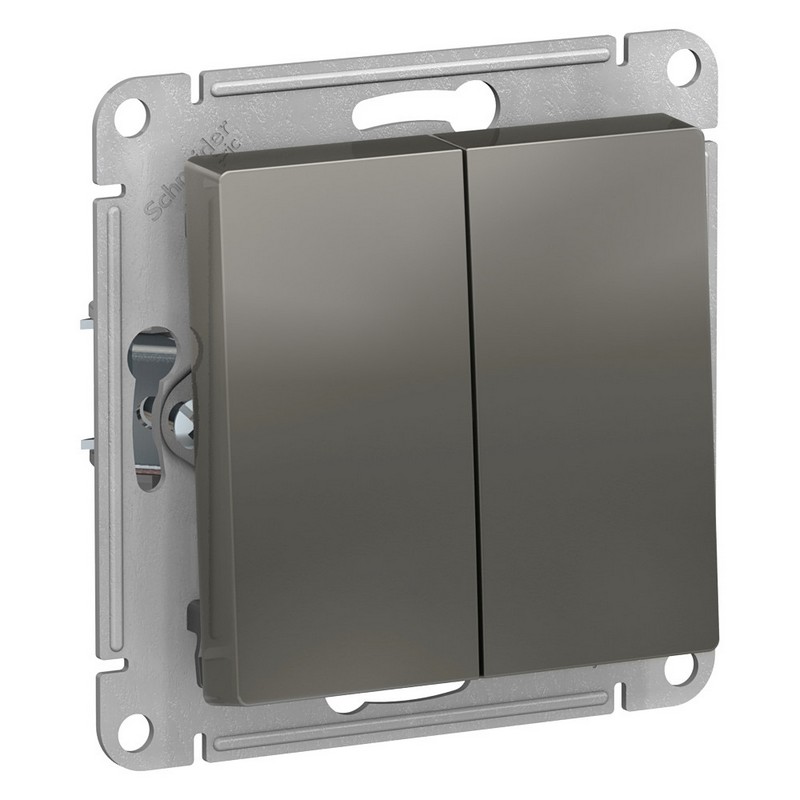 Выключатель 2-клавишный Systeme Electric AtlasDesign Сталь ATN000951