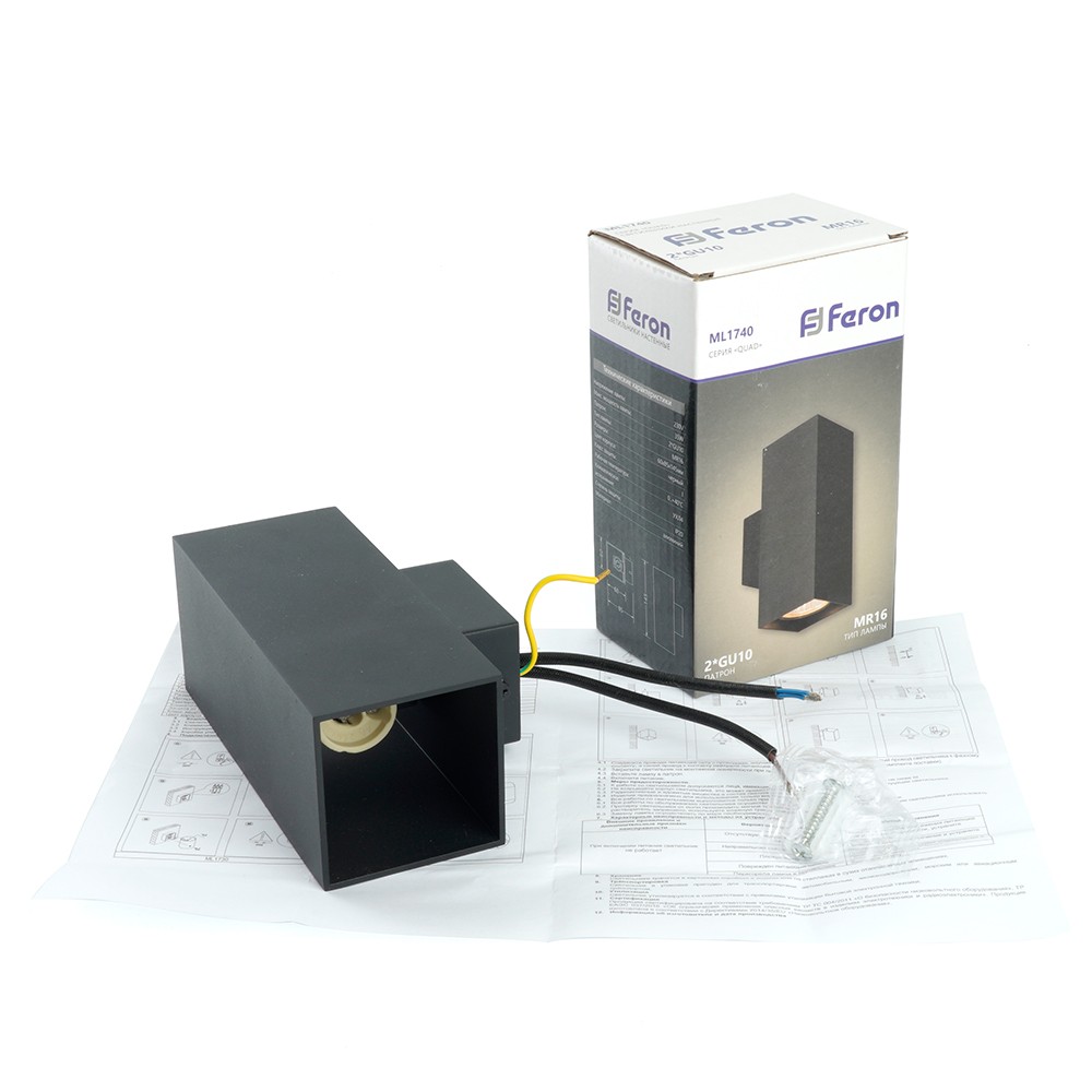 Светильник настенный Feron ML1740 QUAD чёрный IP20 47427