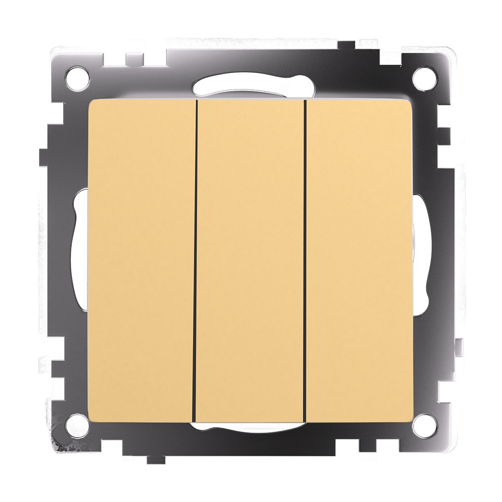 Катрин - Розетки и выключатели Stekker Выключатель 3-клавишный STEKKER GLS10-7108-08 250V 10А Катрин золото 49219