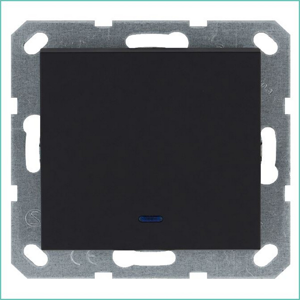 Выключатель одноклавишный JASMART проходной со светодиодом Черный матовый (soft touch) G3012NPB