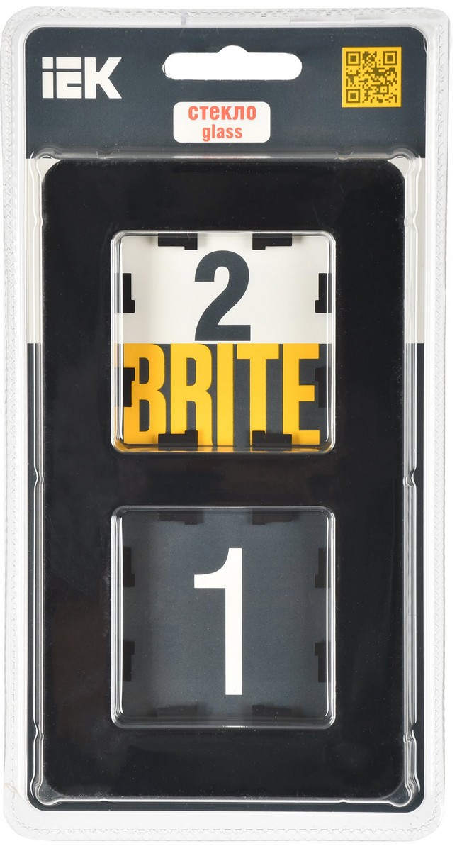 IEK Brite Рамки Рамка IEK BRITE DECOR Черный матовый стекло скругл.угол 2-мест. РУ-2-2-Бр RE BR-M22-G-41-K02