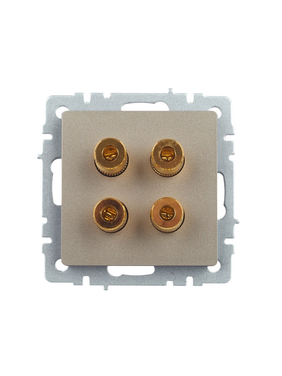 IEK Brite Шампань Аудиорозетка IEK BRITE 4-местная РА10-БрШ шампань BR-S40-K37
