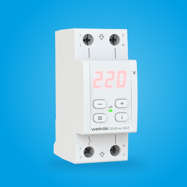 Реле напряжения Welrok D2-63 red  63А (max 80A) 4660251140014