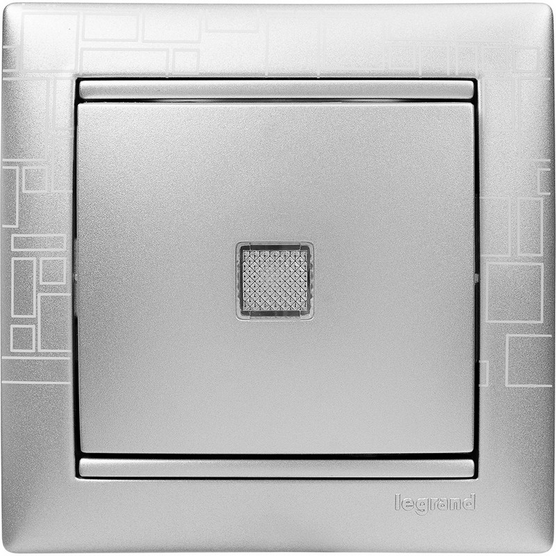 Выключатель Legrand Valena Алюминий 1-клавишный с подсветкой 770110