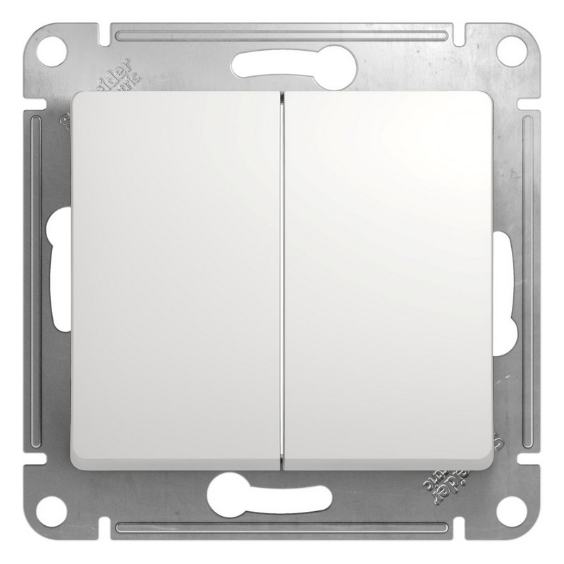 Переключатель Systeme Electric Glossa Белый 2-клавишный, сх.6 GSL000165