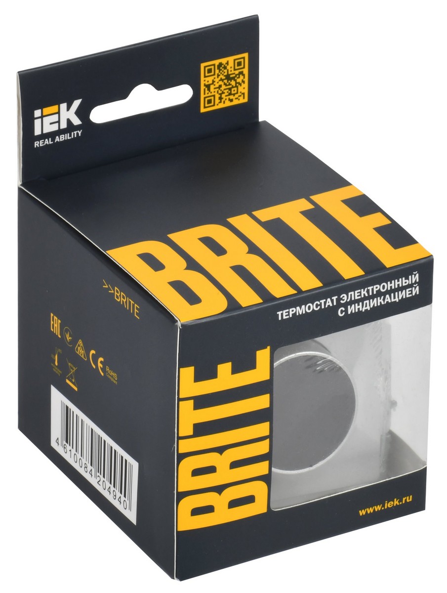 IEK Brite Алюминий Термостат IEK BRITE BASE Алюминий электронный с инд. ТС10-1-БрА (терморегулятор) BR-RT11-K47