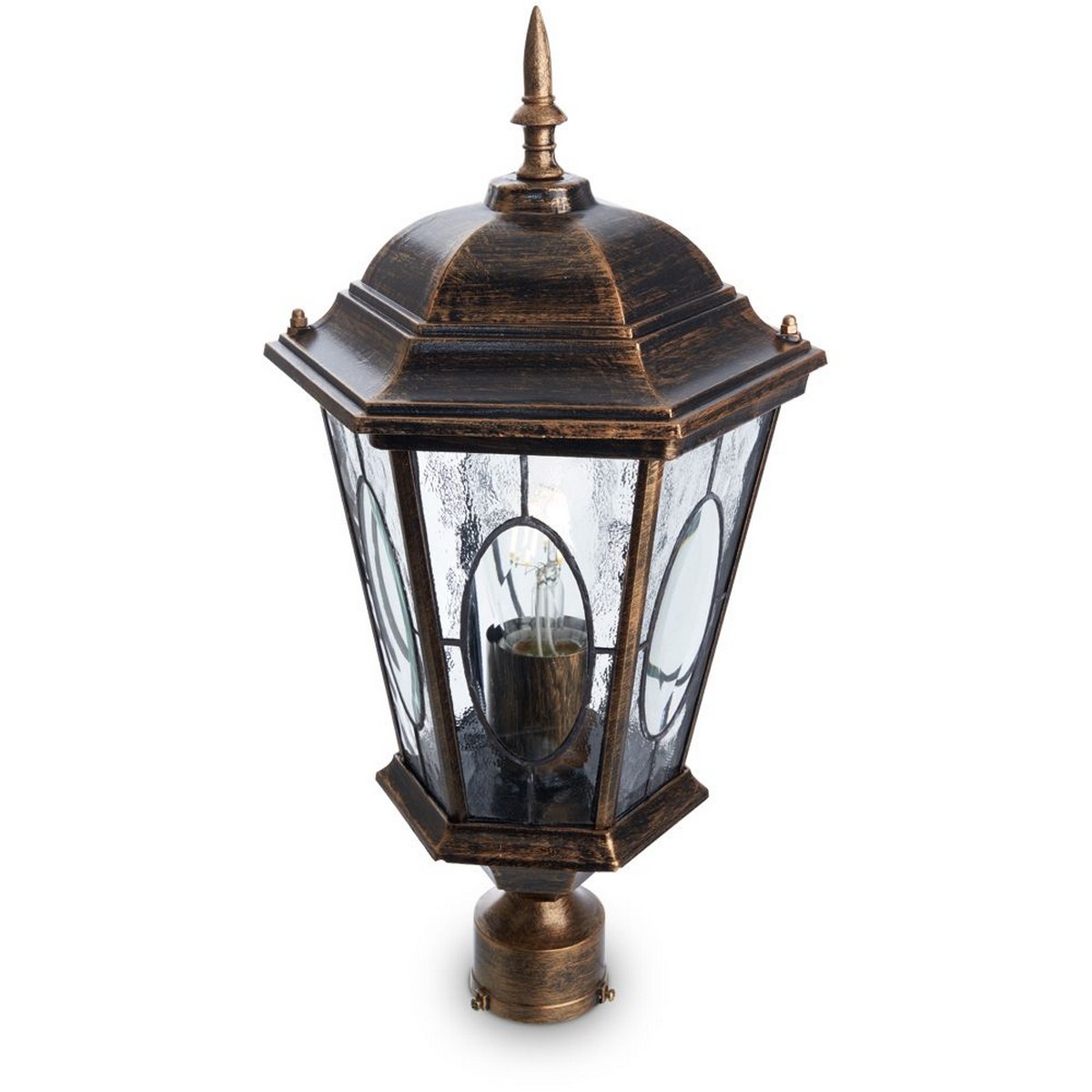 Уличные светильники на столб Светильник садово-парковый Feron PL152 шестигранный на столб 60W E27 230V черное золото 11321 