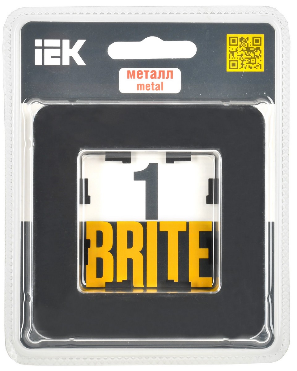 IEK Brite Рамки Рамка IEK BRITE DECOR Черный/алюм металл. скругл.угол 1-м РУ-1-1-Бр RE AL BR-M12-M-21-K02