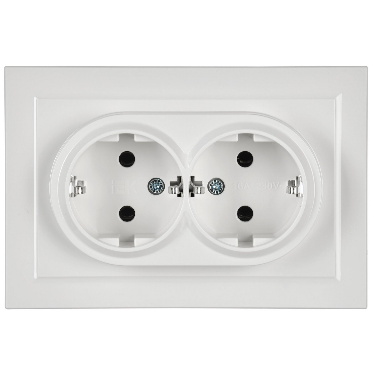 IEK Brite Белый Розетка IEK BRITE 2-ая с/з без шторок 16А в сборе РС12-3-БрБ белый BR-R21-16-K01-F