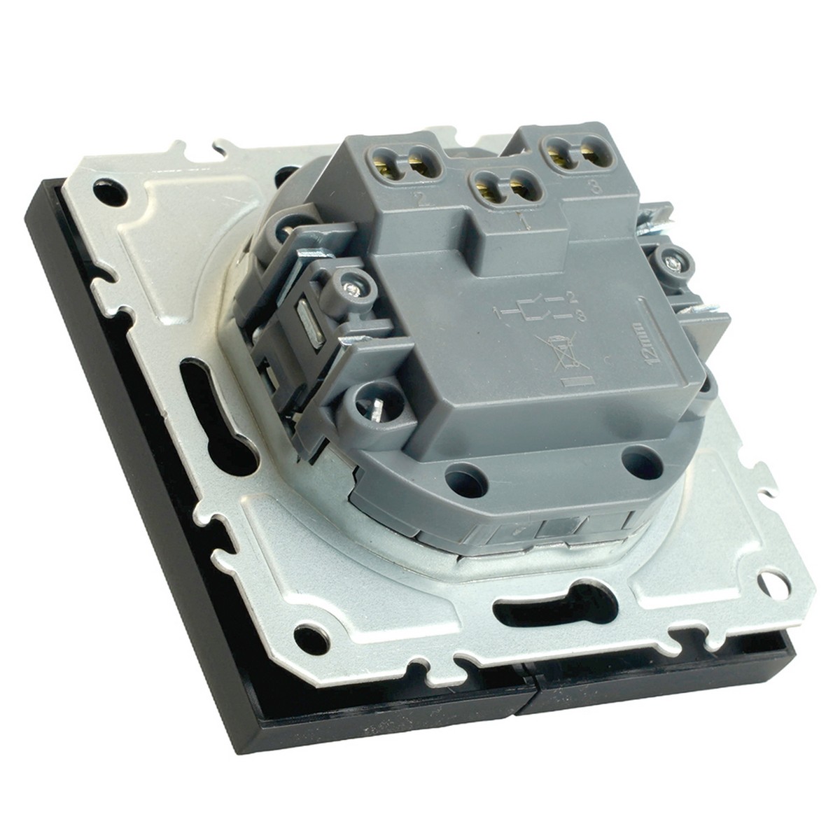 Эмили - Розетки и выключатели Stekker Выключатель 2-клавишный STEKKER Эмили RSW10-5104-05 черный уголь soft touch 49840