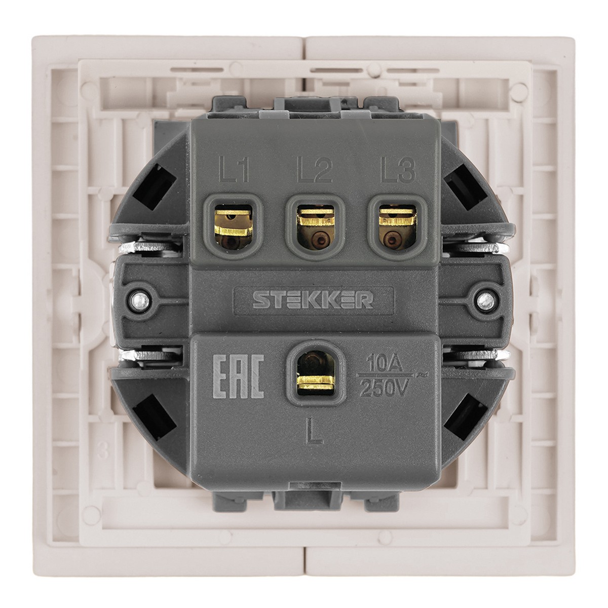 Выключатель 3-клавишный STEKKER Мия RSW10-3108-08 пудровый жемчуг 50474