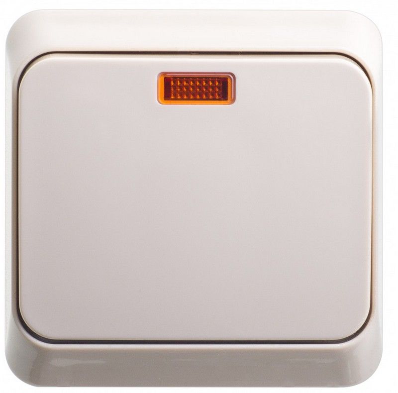 Этюд Кремовый Переключатель 1-клавишный Systeme Electric Этюд наружный Бежевый с подсветкой BA10-007K