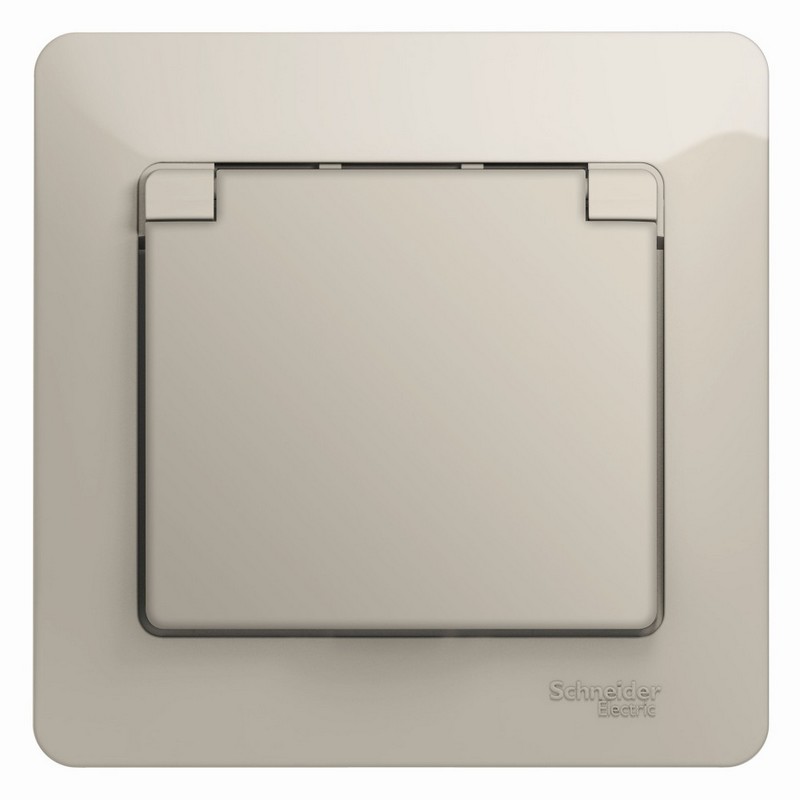 Розетка Systeme Electric Glossa Молочная с-з со шторками с крышкой IP20 GSL000946