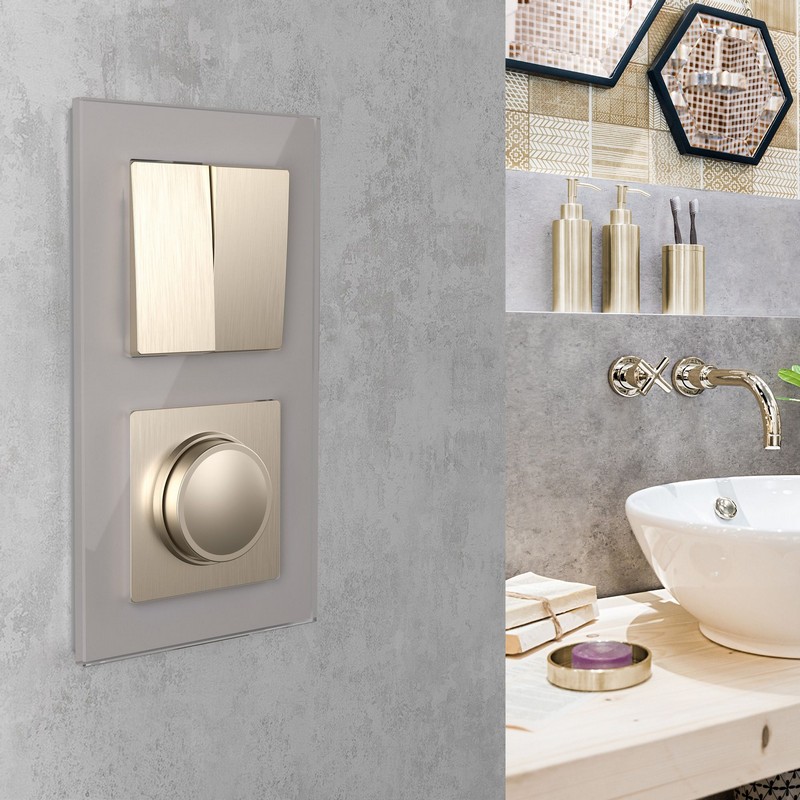 Werkel Шампань рифленный механизмы Выключатель Werkel двухклавишный  проходной (шампань рифленый) W1122010