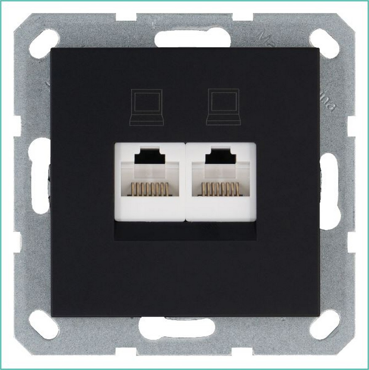 Интернет-розетка JASMART RJ45 двойная Черный матовый (soft touch) G6106PB
