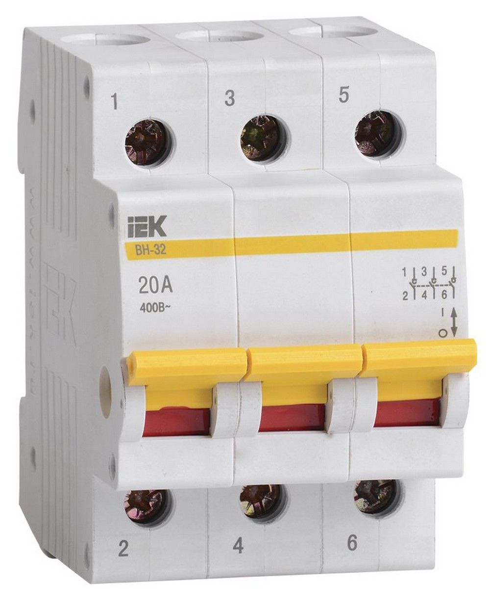 Выключатель нагрузки IEK KARAT (мини-рубильник) ВН-32 3Р 20А MNV10-3-020