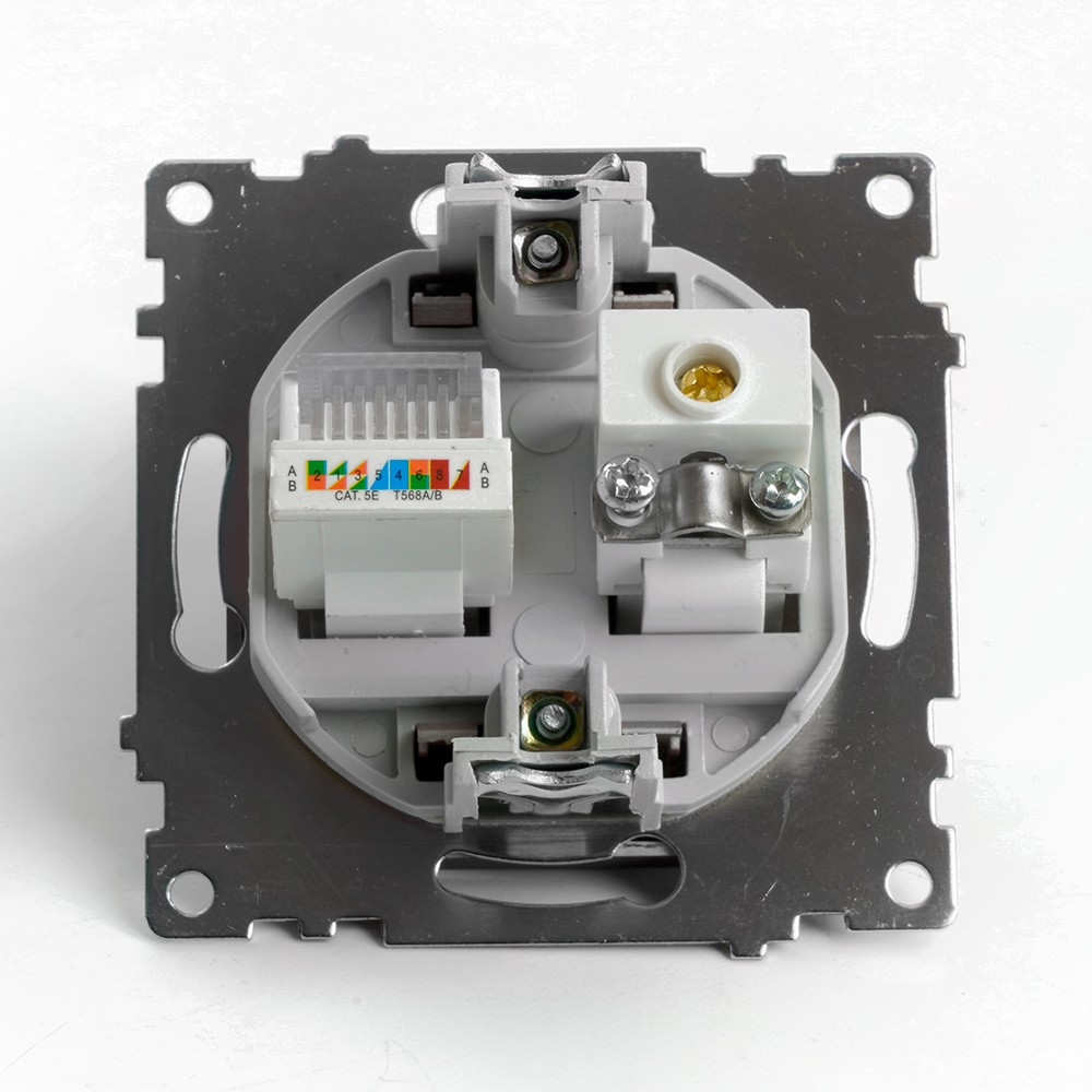 Розетка TV + компьютерная RJ-45 STEKKER GLS00-7106-04 Катрин шоколад 49185