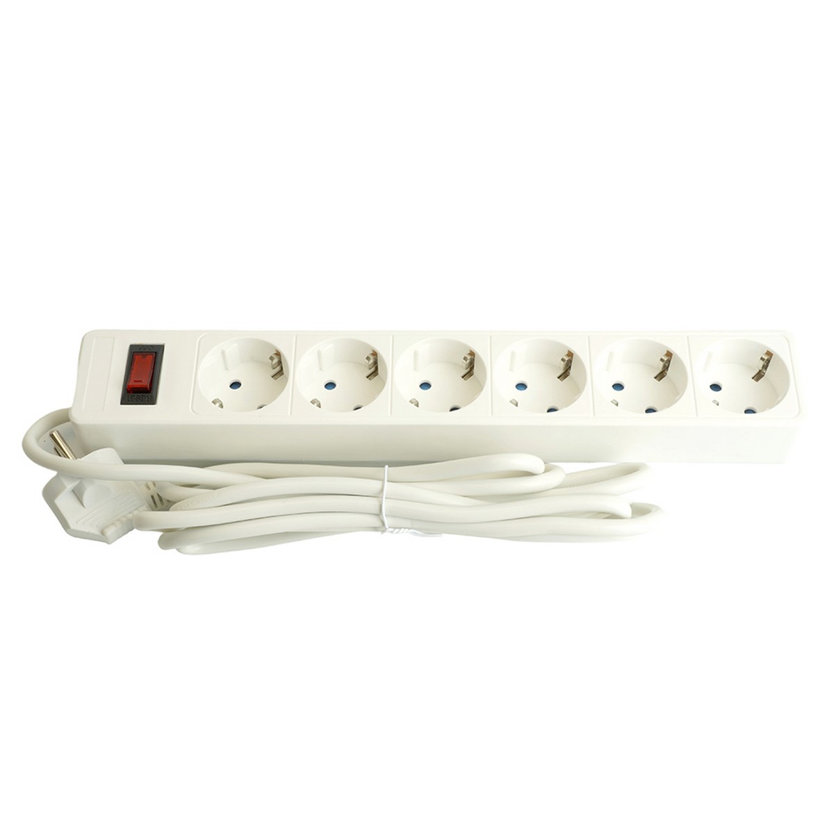 Колодки и удлинители, тройники Сетевой фильтр 6-местный с/з STEKKER HM20-61-053x1мм2 5 м серия Optima белый 50097 