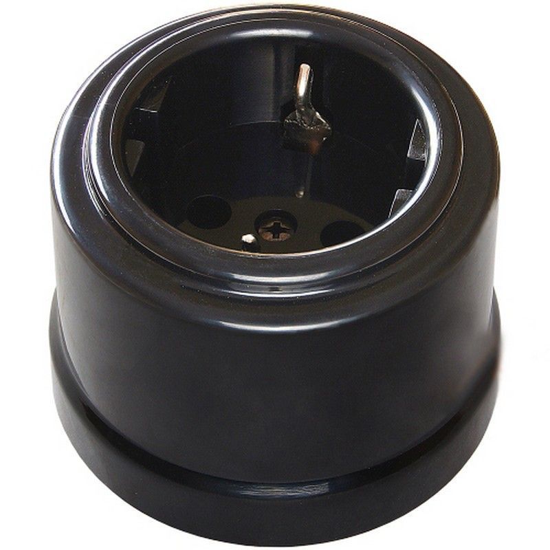 Bironi Лизетта - Ретро розетки и выключатели Розетка электрическая BIRONI Пластик Черный с/з B1-101-23