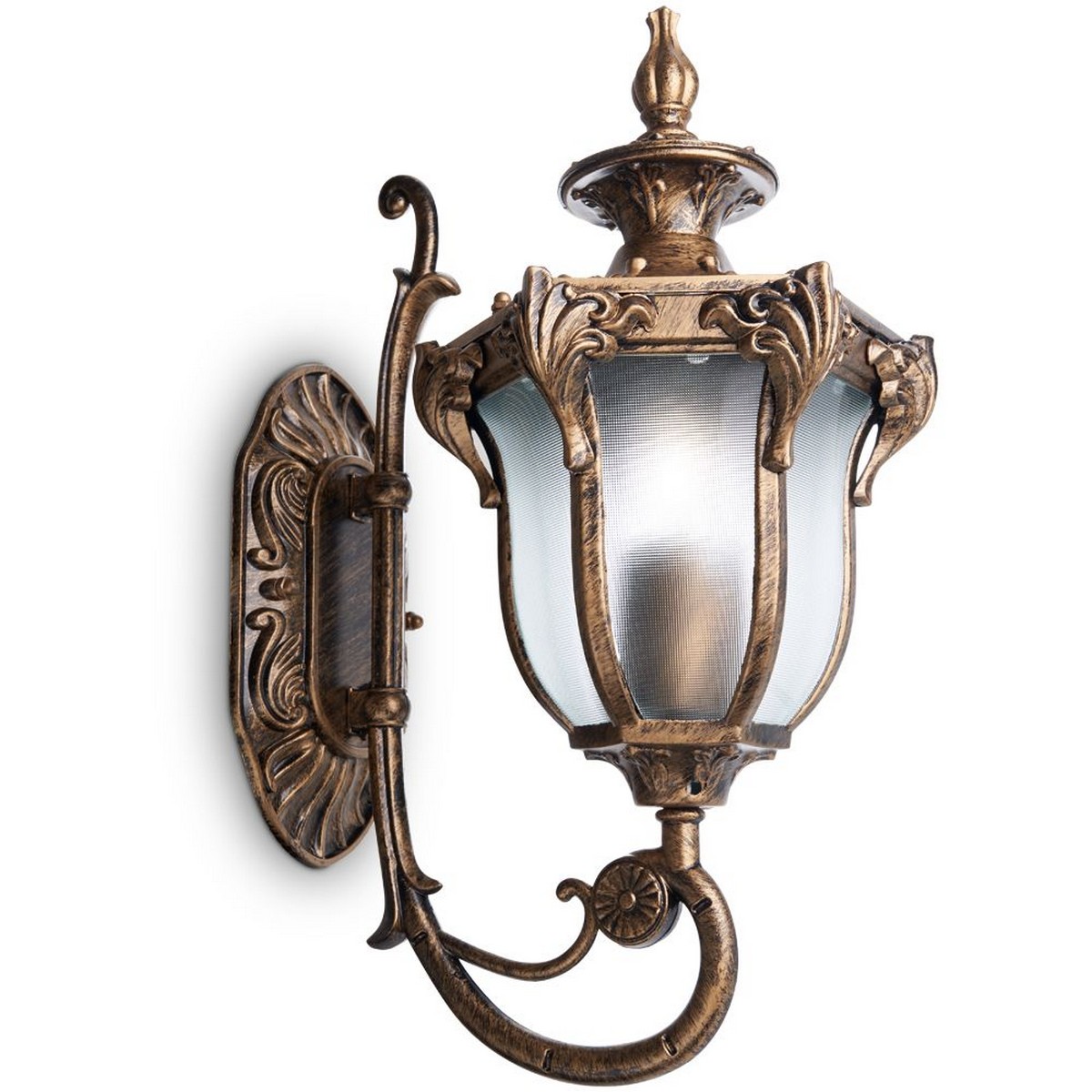 Уличные настенные светильники Светильник садово-парковый Feron PL4041 шестигранный на стену вверх 60W 230V E27 черное золото 11421 