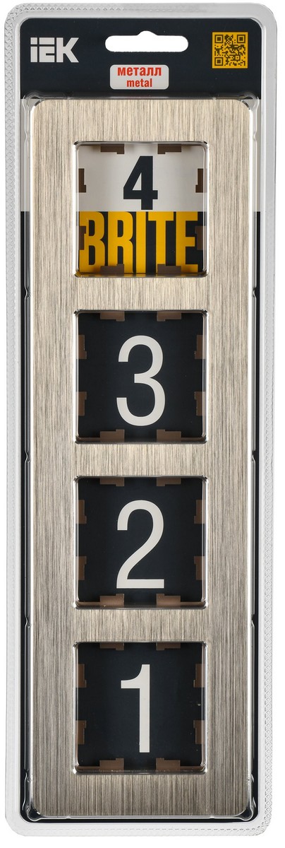 Рамка IEK BRITE DECOR Шампань металл. скругл.угол 4-м РУ-4-1-Бр RE AL BR-M42-M-21-K37