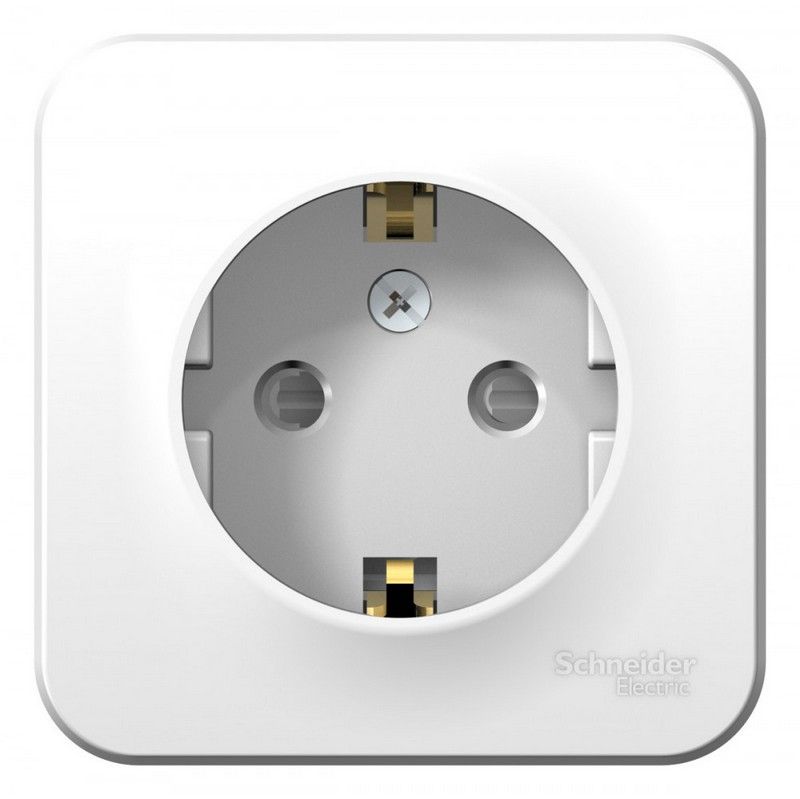 Blanca белые розетки и выключатели Розетка SE Blanca с/з Белый наружный со шторками BLNRA011101