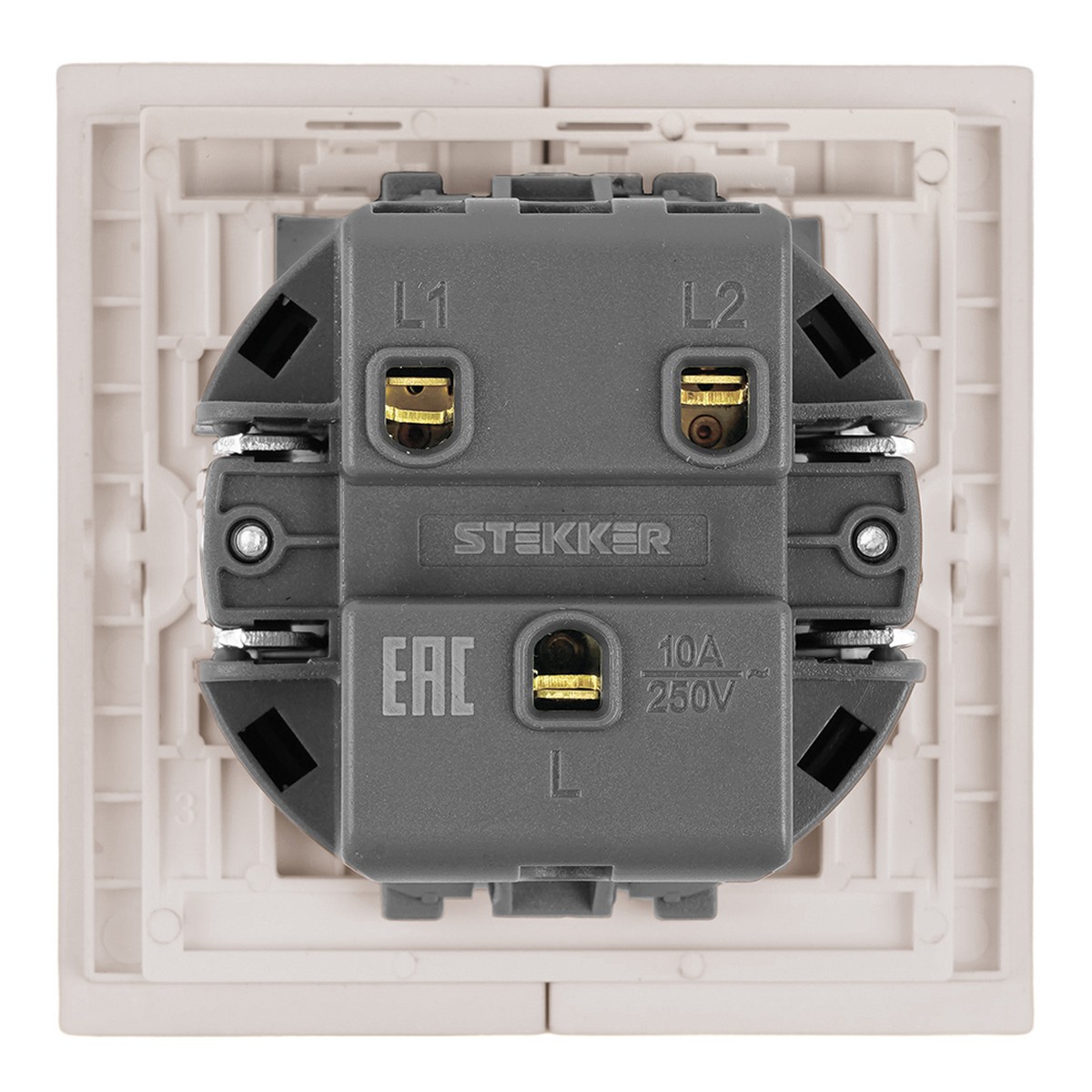Мия - Розетки и выключатели Stekker Выключатель 2-клавишный STEKKER Мия RSW10-3104-08 пудровый жемчуг 50473