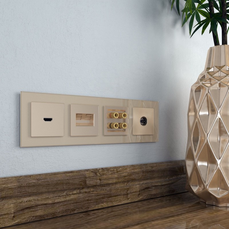 Werkel Шампань механизмы Накладка Werkel для двойной розетки Еthernet RJ-45 (шампань) W1191111