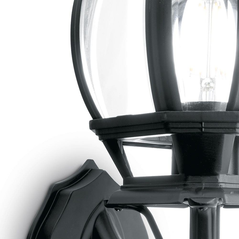 Уличные настенные светильники Светильник садово-парковый Feron PL8101 восьмигранный на стену вверх 100W E27 230V черный 11096 