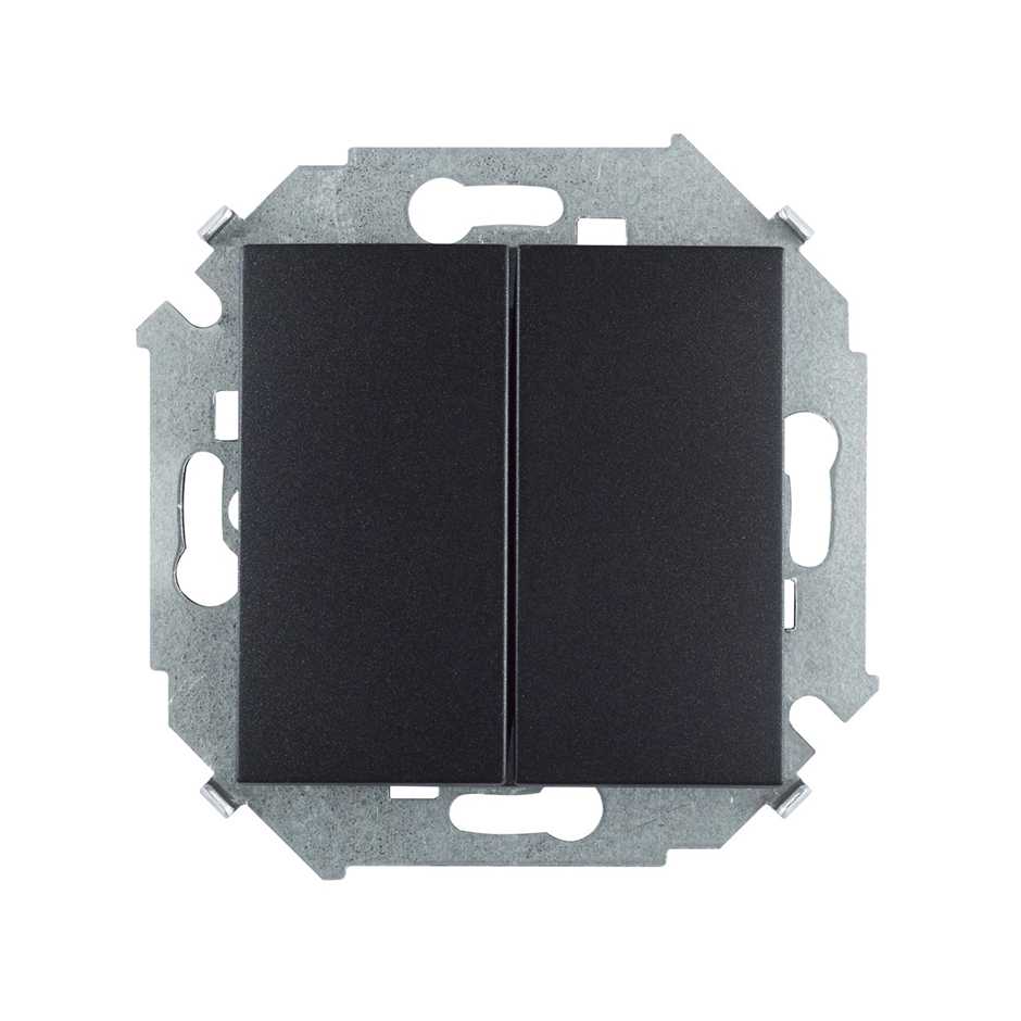 Розетки и выключатели Simon 15 Графит Выключатель 2-клавишный Simon 15 Графит 16А 1591398-038