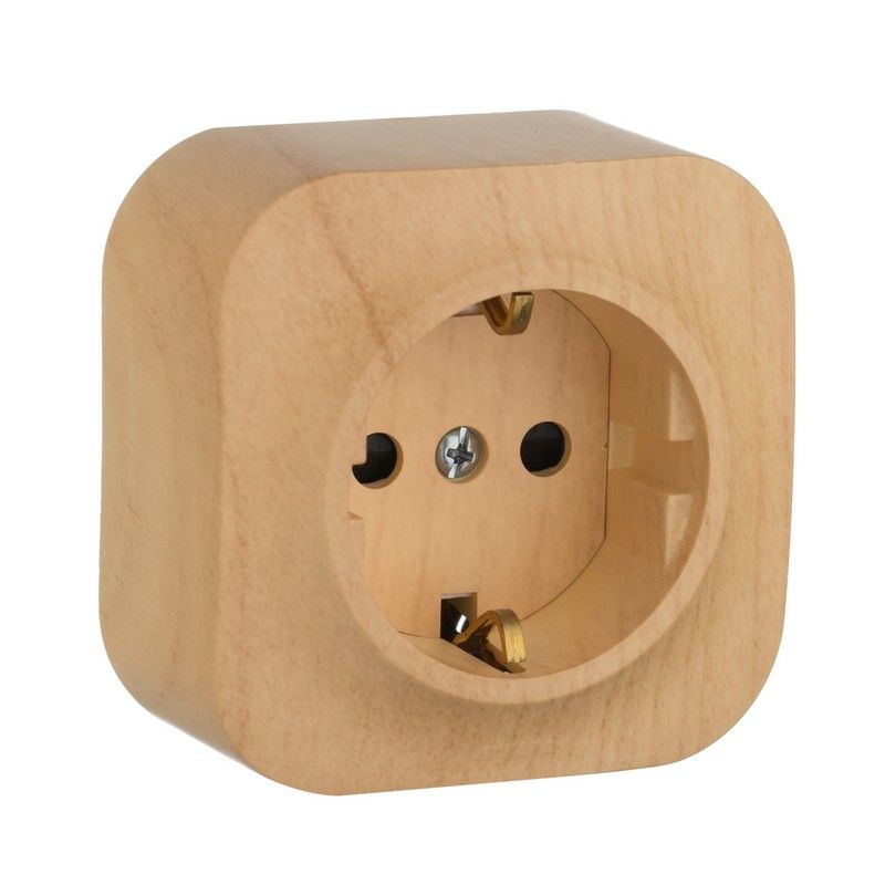 Накладные Розетки и выключатели Legrand Quteo Дерево Розетка Legrand Quteo с заземлением со шторками дерево  782280