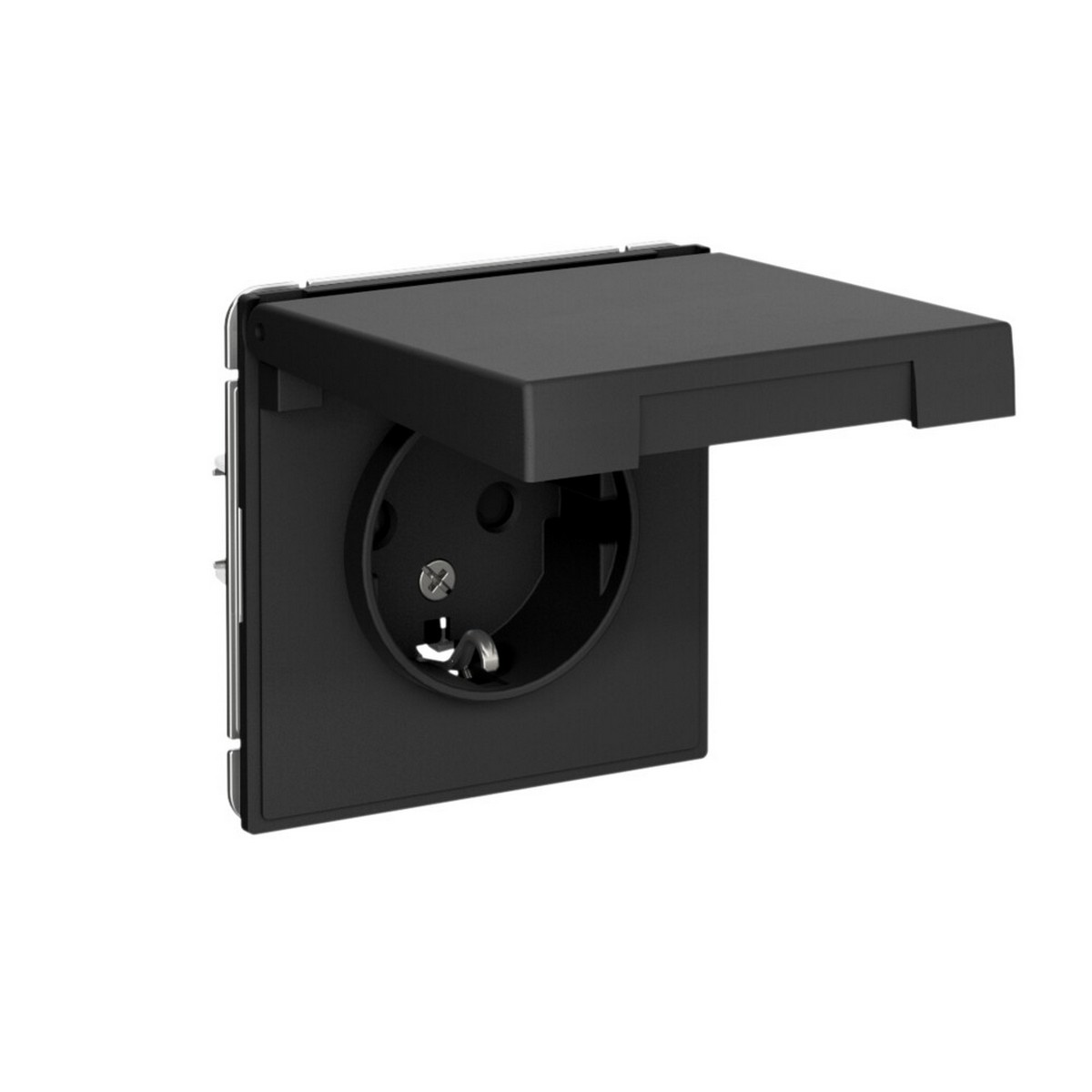 Розетка Systeme Electric ArtGallery Карбон с заземл. со шторк. с крышкой 16А IP20 GAL001046