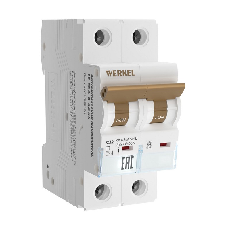 Werkel Автоматический выключатель Werkel 2P 32 A C 4,5 кА W902P324 