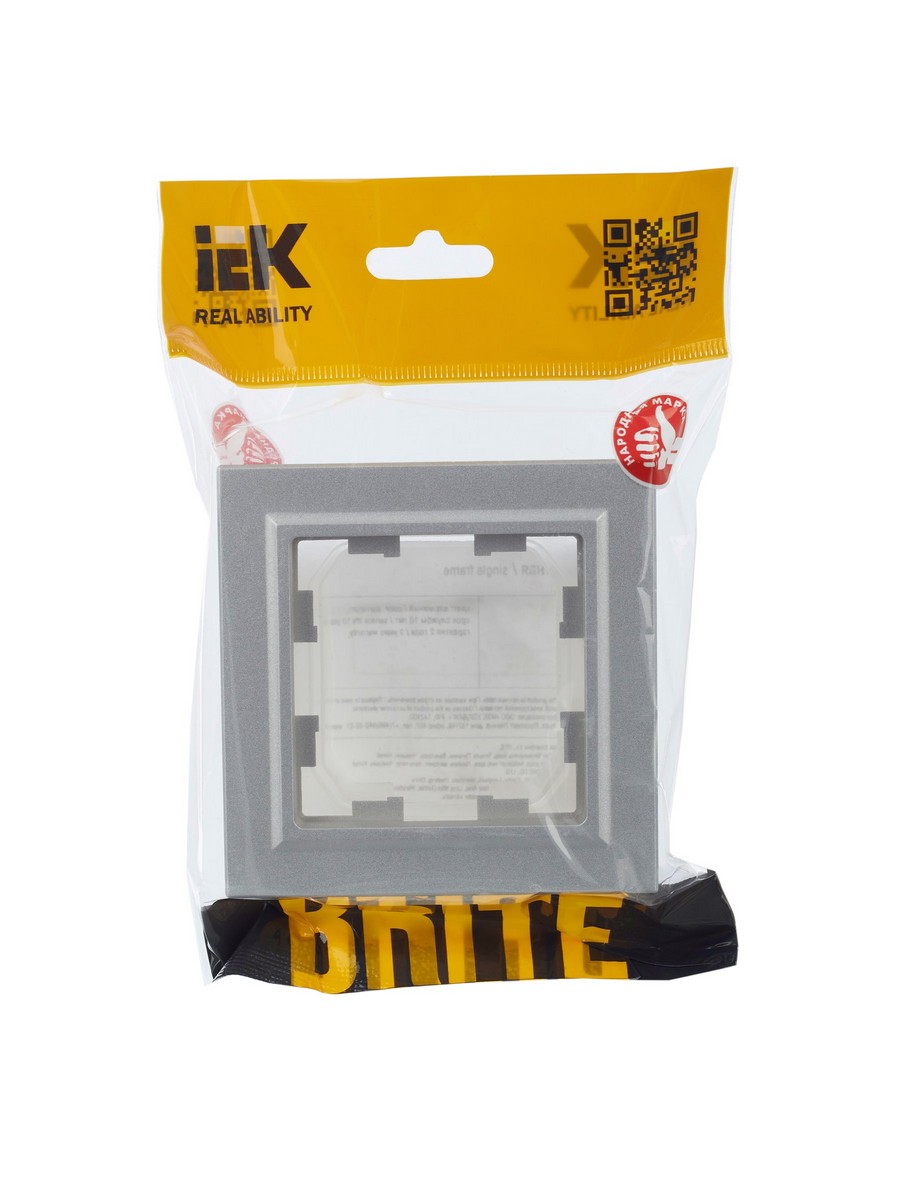 Рамка IEK BRITE 1-местная IP44 РУ-1-БрА-44 алюминий BR-M12-44-K47