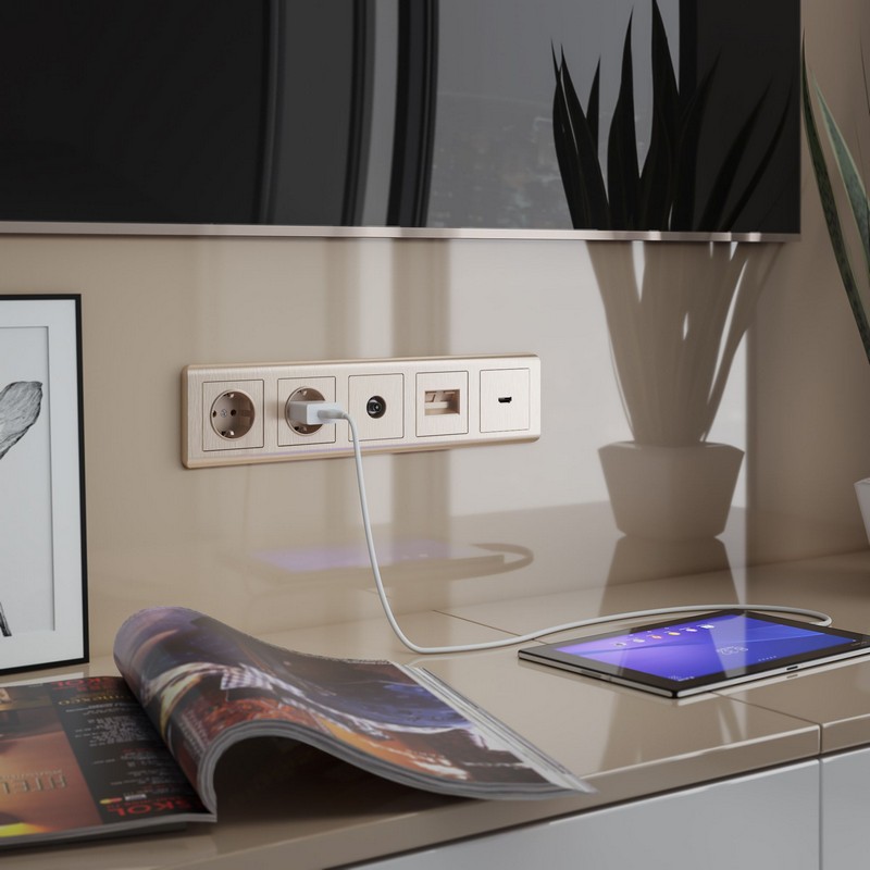 Werkel Шампань рифленный механизмы ТВ-розетка Werkel оконечная  (шампань рифленый) W1183010