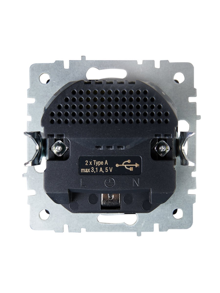 Розетка IEK BRITE с с/з и шторками 16А с USB A+A 3,1А РЮш10-2-БрМ маренго BR-R14-16-U21-D31-K35