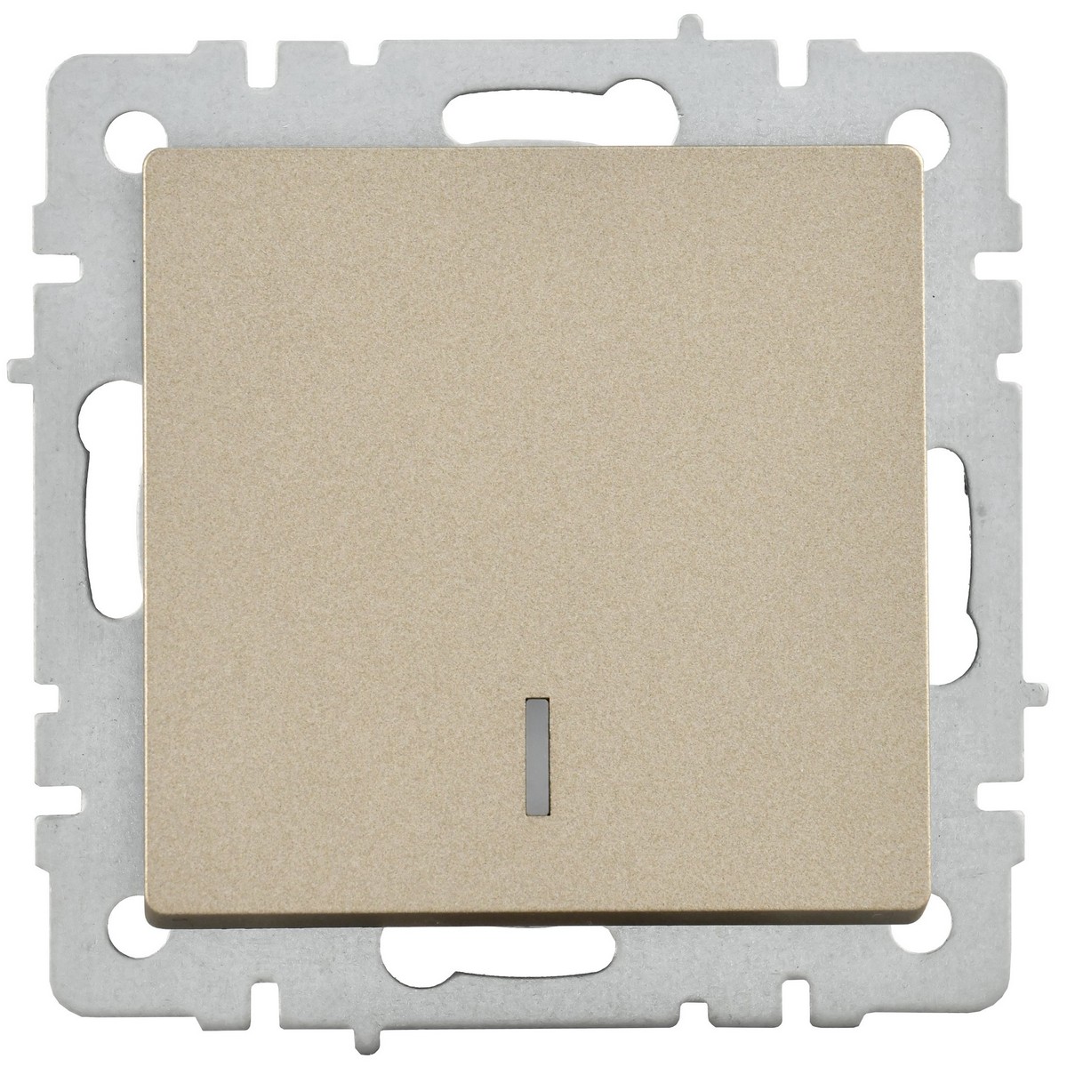 IEK Brite Шампань Выключатель IEK BRITE 1-клавишный с индикацией 10А ВС10-1-1-БрШ шампань BR-V10-1-10-K37