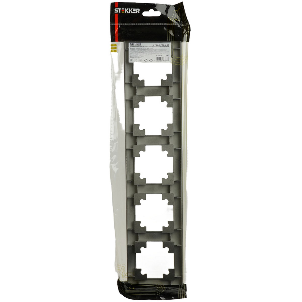 Катрин - Розетки и выключатели Stekker Рамка STEKKER 5-местная Катрин стекло графит PFR00-7005-06 39811