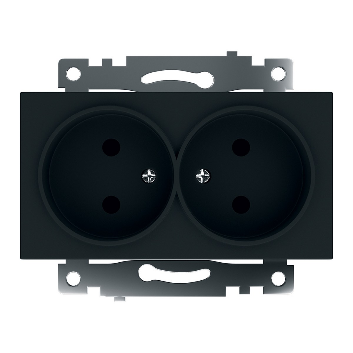 Катрин - Розетки и выключатели Stekker Розетка 2-местная б/з STEKKER GLS10-7113-05 250V 10А с защ. шторкой Катрин черный 39611