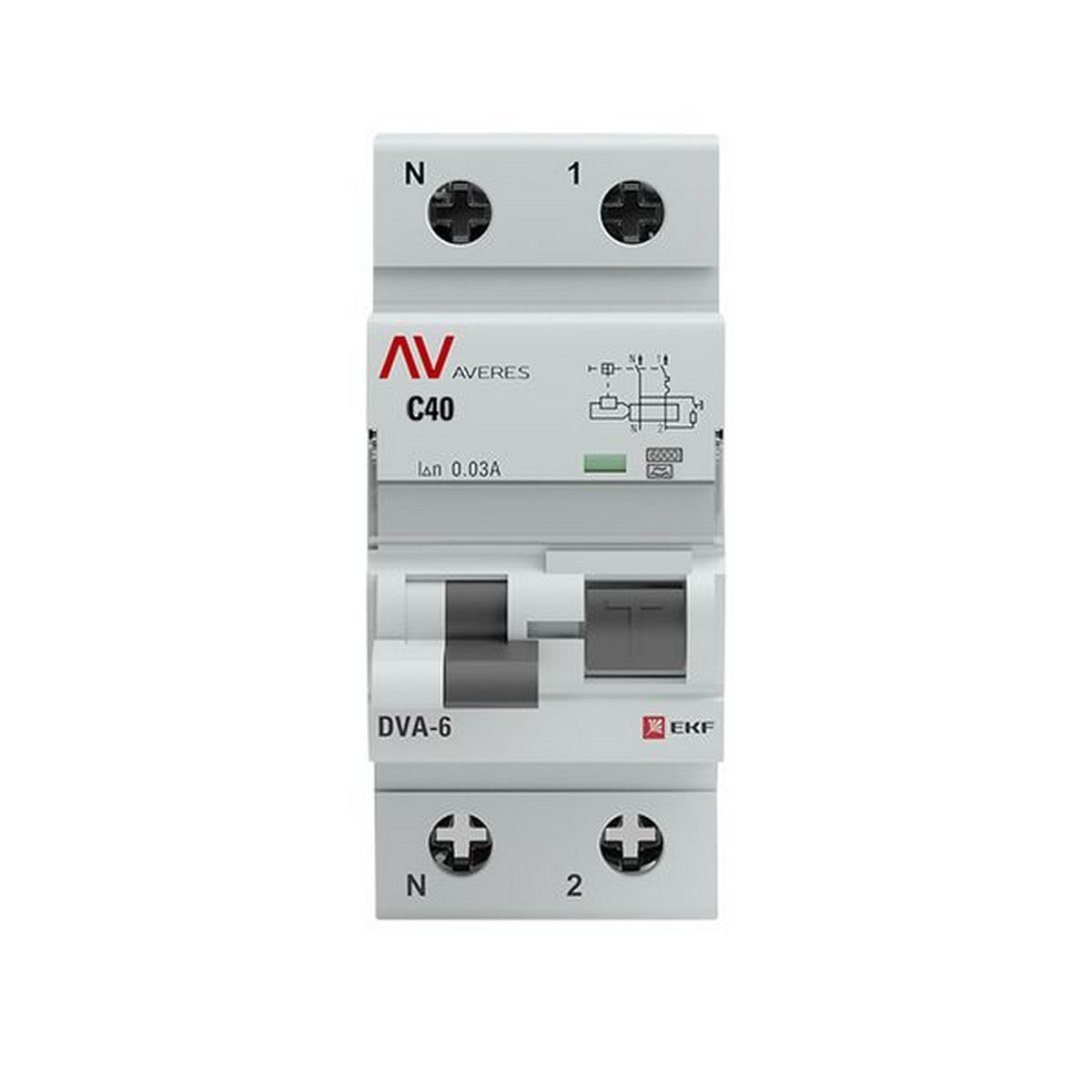 Диф. Автомат EKF AVERES DVA-6 (C) 1P+N 40А/30мА тип А 6кА rcbo6-1pn-40C-30-a-av