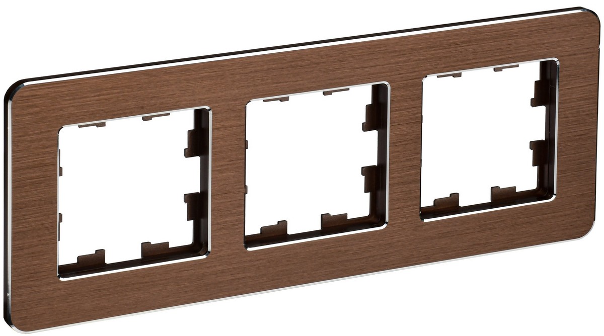 Рамка IEK BRITE DECOR Коричневый металл. скругл.угол 3-мест. РУ-3-1-Бр RE AL BR-M32-M-21-K30