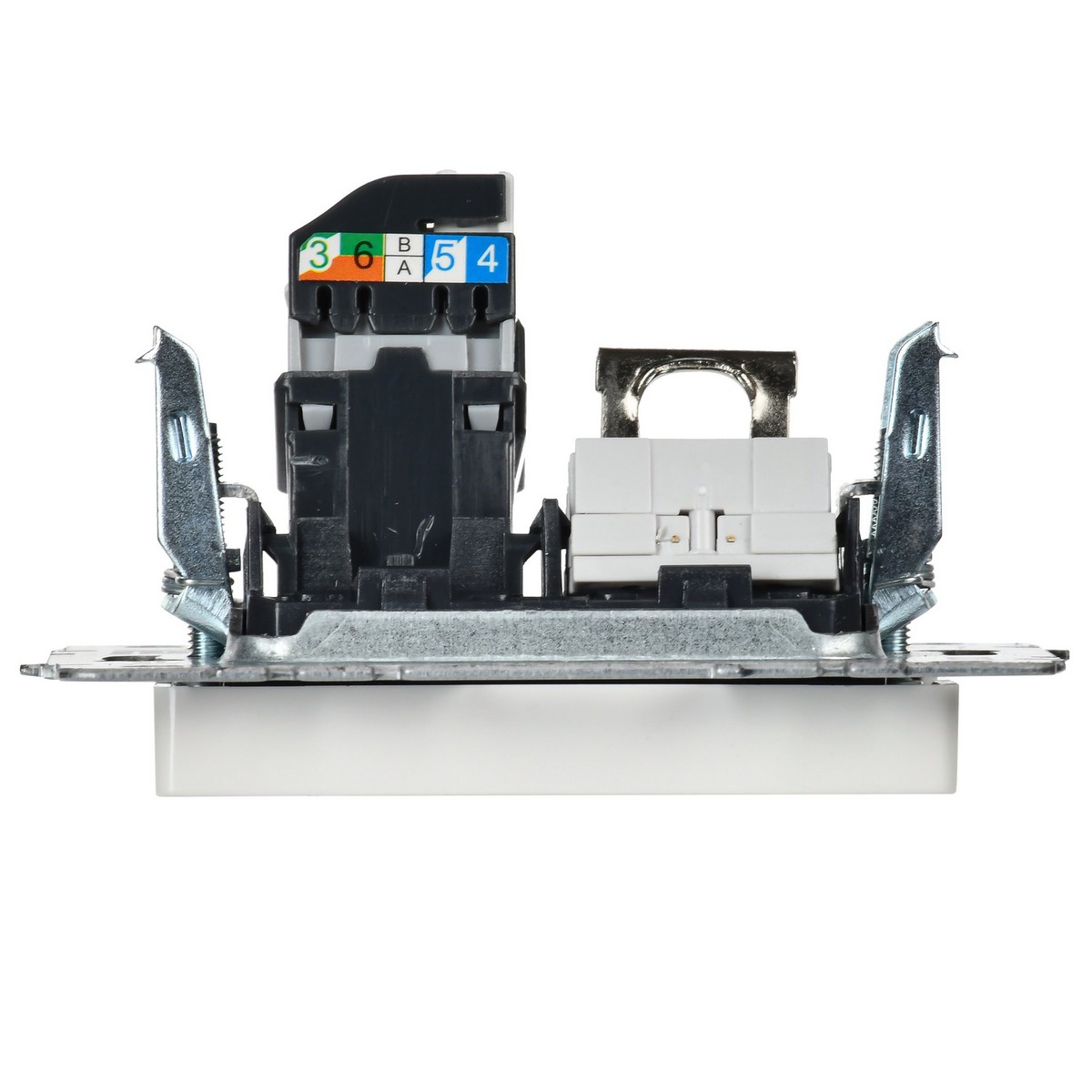 Розетка IEK BRITE двойная RJ11+RJ45 кат.5E РК/Т12-БрБ белый BR-KT20-O-1-K01