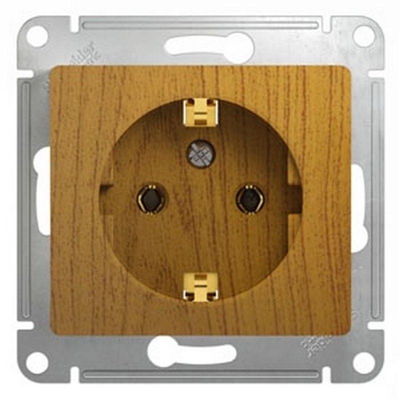 Glossa Дуб Розетка Systeme Electric Glossa Дерево Дуб с заземлением GSL000543