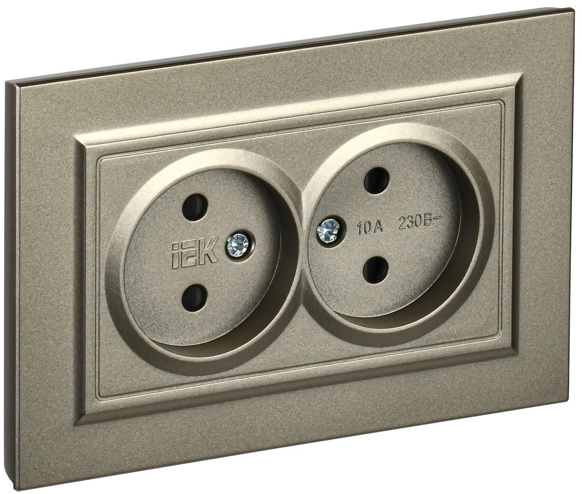 Розетка IEK BRITE Шампань 2-я без з/к с з/ш 10А в сб. РСш12-2-БрШ BR-R23-10-K37-F