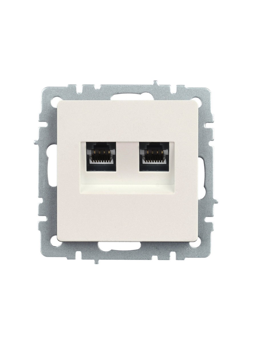 Розетка IEK BRITE компьютерная двойная кат.5E RJ45 РК10-2-БрЖ жемчуг BR-K20-1-K36